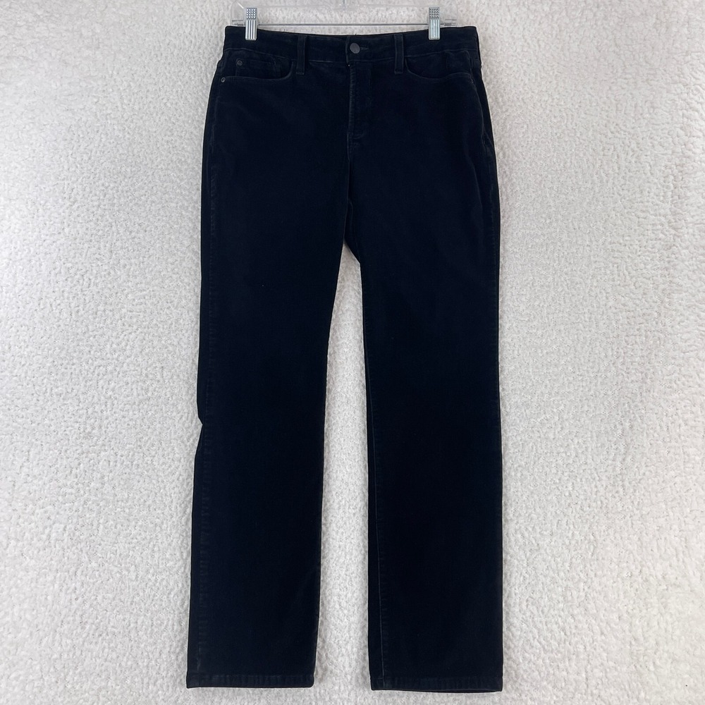 NYDJ Black Soft Velour Skinny Leg Pants‎ Womens Mid-Rise Casual Size 10 Petite